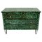 Mid-Century Italian Modern Solid Wood and Green Colored Glass Chest of Drawers, Image 1
