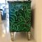 Mid-Century Italian Modern Solid Wood and Green Colored Glass Chest of Drawers, Image 8