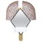 Italian Pink Bonnet Mirror in Gold Metal by Elena Salmistraro 1