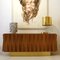 Mid Century Italian Faceted Oakwood and Brass Sideboard by L.A. Studio 5