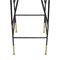 Italian Mid Century Square Black Lacquered Iron and Lime Cotton Velvet Stool 5