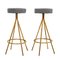 Circular Italian Bar Stools Upholstered in Dedar Fabric, Set of 2, Image 1