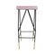 Pink Cotton Velvet and Black Lacquered Metal Italian Stool, Image 2