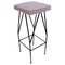 Tabouret italien en velours de coton rose et métal laqué noir 1