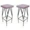 Pink Cotton Velvet and Black Lacquered Metal Italian Stool, Image 4
