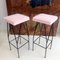 Pink Cotton Velvet and Black Lacquered Metal Italian Stool 8