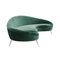 Curved Green Cotton Velvet and Brass Italian Sofa in the Style of Ico Parisi 2