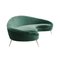 Curved Green Cotton Velvet and Brass Italian Sofa in the Style of Ico Parisi, Image 2