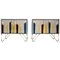 Mid-Century Italian Solid Wood and Colored Glass Sideboards, Set of 2 1