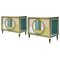 Mid-Century Brass and Colored Glass Italian Sideboards, Set of 2 1
