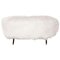 Mid-Century White Mongolian Goat Fur, Wood and Metal Italian Footstool, Image 1