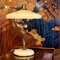 Lampe de Bureau Blanche Mid-Century en Acier et Laiton par Oscar Torlasco, Italie 12
