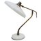 Lampe de Bureau Blanche Mid-Century en Acier et Laiton par Oscar Torlasco, Italie 1
