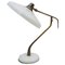 Mid-Century Modern Steel and Brass White Italian Table Lamp by Oscar Torlasco, Image 1