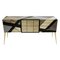 Mid-Century Solid Wood and Colored Glass Italian Sideboard, Image 3