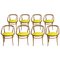 Mid-Century Birchwood 209 Yellow Upholstery Dining Chairs from Thonet, Germany, 1900s, Set of 8 1