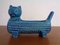 Blue Italian Ceramic Cat Bowl, 1960s 1