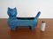 Blue Italian Ceramic Cat Bowl, 1960s 13