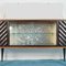 Vintage Dark Wood and Glass Mobile Sideboard, 1950s 4