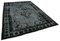Schwarz Antiker handgewebter überfärbter Teppich 2