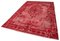 Roter Handgewebter Überfärbter Türkischer Teppich 3
