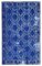 Handbemalter geschnitzter antiker Überfärbter Teppich in Blau 1