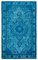 Antiker Handgewebter Gewebter Überfärbter Teppich in Türkis 1