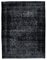 Black Oriental Low Pile Hand Knotted Large Overdyed Rug 1