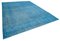 Blauer Orientalischer Handgeknüpfter Überfärbter Antiker Teppich 2