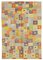 Multicolor Geometrischer Handgewebter Kelim Teppich aus Wolle 1