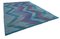 Blauer Handgeknüpfter Flatwave Kilim Teppich aus Geometrischer Wolle 2