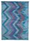 Blauer Handgeknüpfter Flatwave Kilim Teppich aus Geometrischer Wolle 1