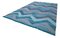Blauer Handgeknüpfter Anatolischer Flatwave Teppich aus Wolle 3