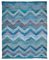 Blauer Handgeknüpfter Flatwave Kilim Teppich aus Wolle 1