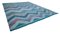 Blauer Handgeknüpfter Flatwave Kilim Teppich aus Wolle 2