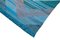 Blauer Handgeknüpfter Flatwave Kilim Teppich aus Wolle 4