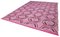 Gezwirnter Handgeknüpfter Rosa Flowerwave Kelim Teppich aus Wolle 3