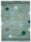 Turquoise Hand Knotted Geometric Wool Flatwave Kilim Carpet 1