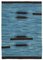 Blauer Handgeknüpfter Anatolischer Flatwave Teppich aus Wolle 1