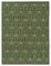 Green Oriental Hand Knotted Wool Oushak Carpet 1