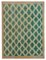 Grüner Orientaler Handgeknüpfter Vintage Teppich 1