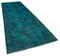 Turquoise Anatolian  Antique Hand Knotted Overdyed Runner Rug 2