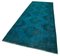 Turquoise Anatolian  Antique Hand Knotted Overdyed Runner Rug, Image 3