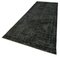 Black Anatolian  Low Pile Hand Knotted Overdyed Runner Rug 3