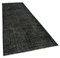 Black Anatolian  Low Pile Hand Knotted Overdyed Runner Rug 2
