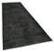 Black Anatolian  Low Pile Hand Knotted Overdyed Runner Rug, Image 2