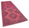 Pink Anatolian  Traditional Hand Knotted Overdyed Runner Rug 2