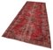 Red Oriental Antique Hand Knotted Overdyed Runner Rug 3