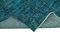 Turquoise Oriental Low Pile Hand Knotted Overdyed Runner Rug, Image 6