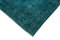 Turquoise Oriental Low Pile Hand Knotted Overdyed Runner Rug 4